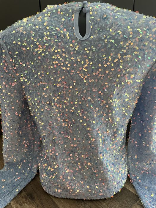 Синя блуза в пайети