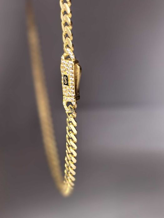 Lanț aur galben 14K model Monaco cu zale plate, 12,36 g – nou