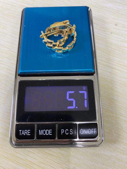 Комплект кольцо серьги золото