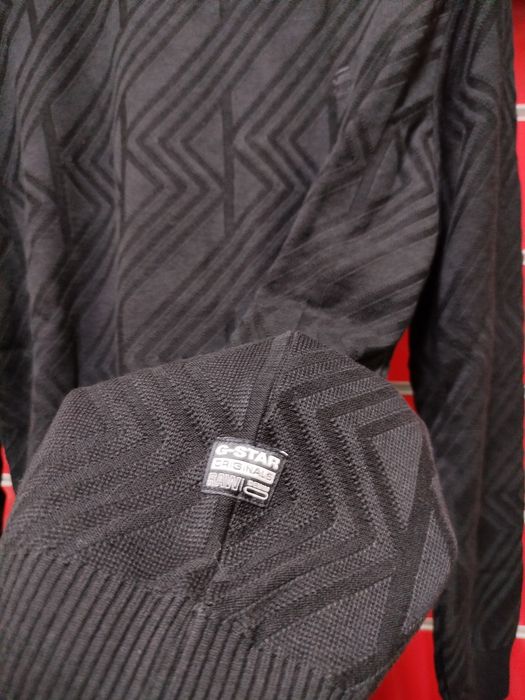 Оригинален пуловер G-Star Raw Zig-Zag XL нов мъжки черен блуза