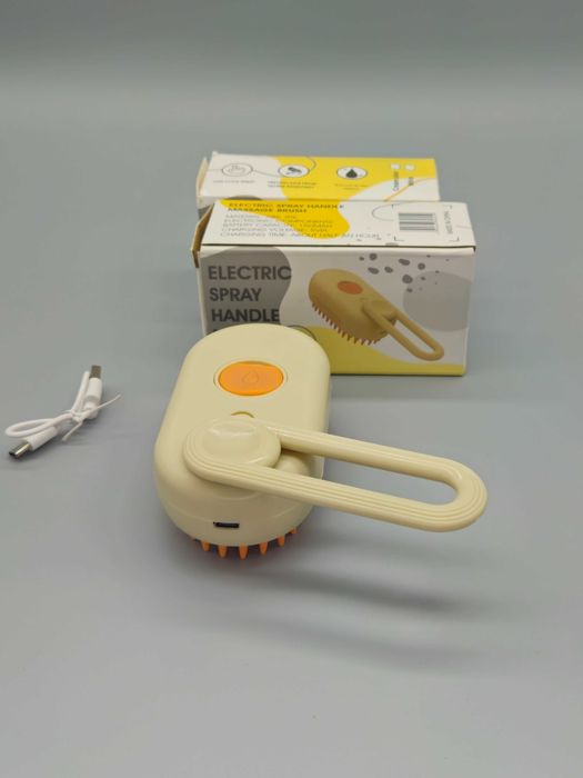 Електрическа масажираща четка със спрей за домашни любимци куче/котка