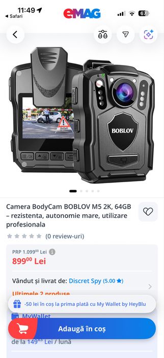 Camera bodycam Boblov M5 • NOUA / NEFOLOSITA •