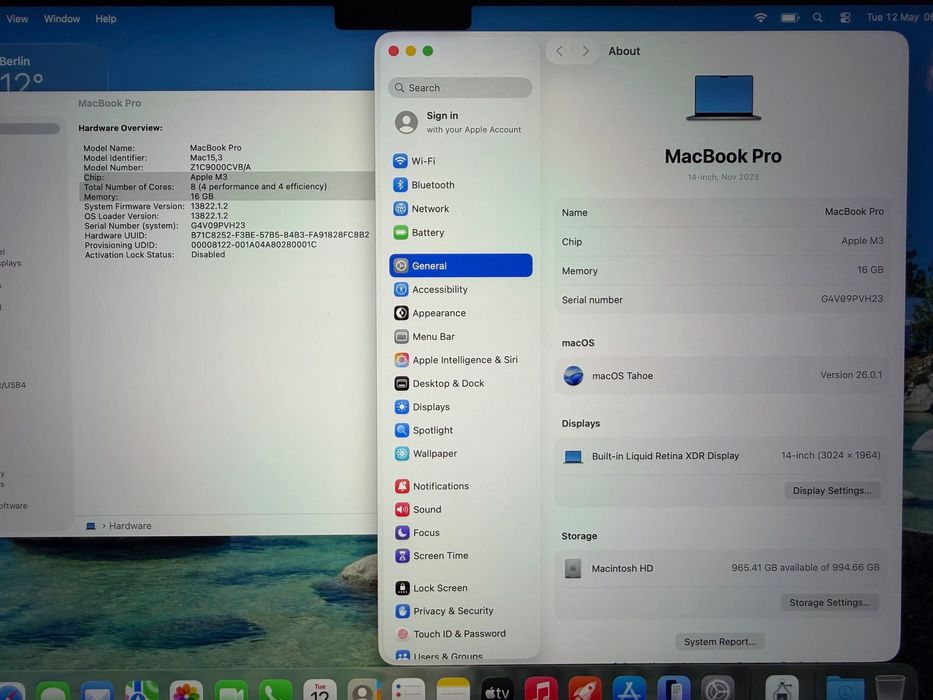 MacBook Pro 14" M3 8-CPU, 10-GPU, 16GB RAM, 1TB SSD