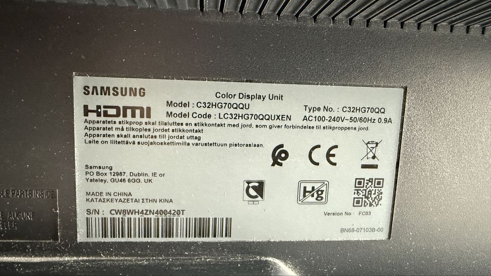 Monitor curbat Samsung QLED 32 inch 144 hz 1 ms