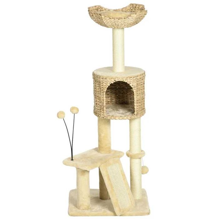 PawHut Дърво за котки с котешка пещера, платформа за отдих, топка за игра, 45x40x116 см