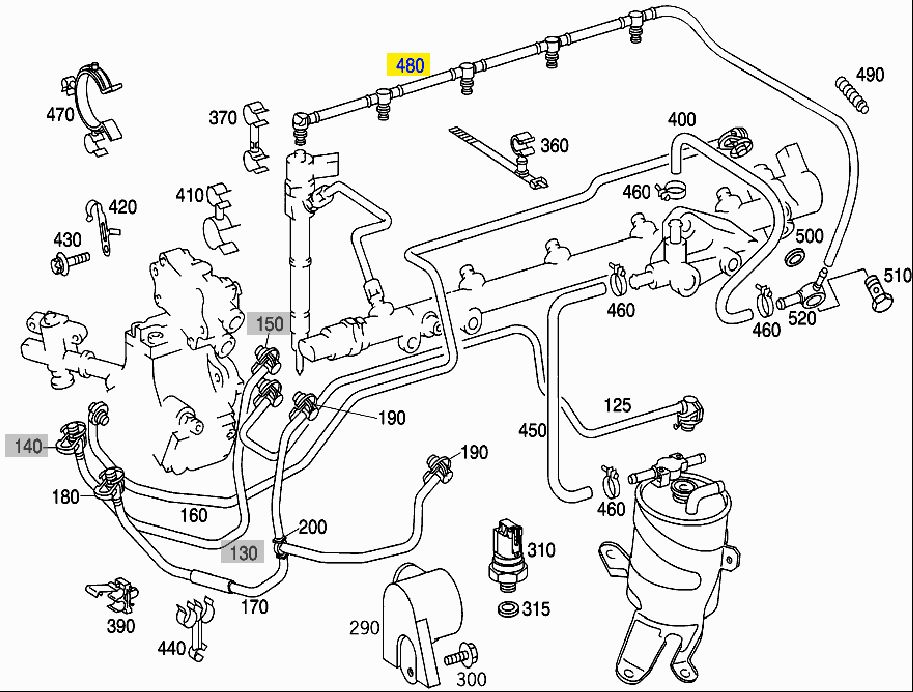 Маркуч за излишно гориво обратна нафта Mercedes 270 CDI OM612 OM647 W2