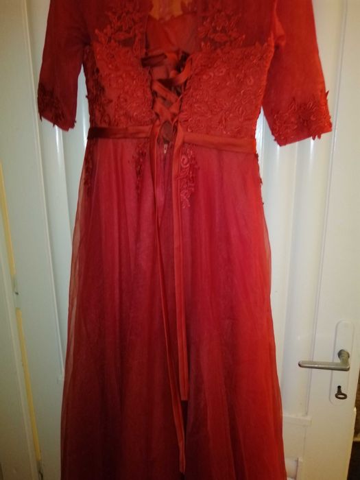 Rochie  lunga roșie cu dantela