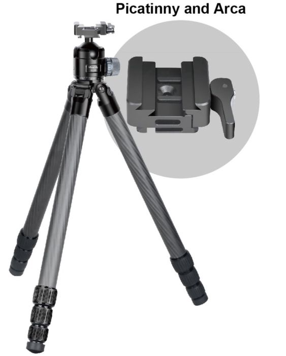 Карбонов трипод Manbily за Arca/Picatinny релса за лов/стрелба