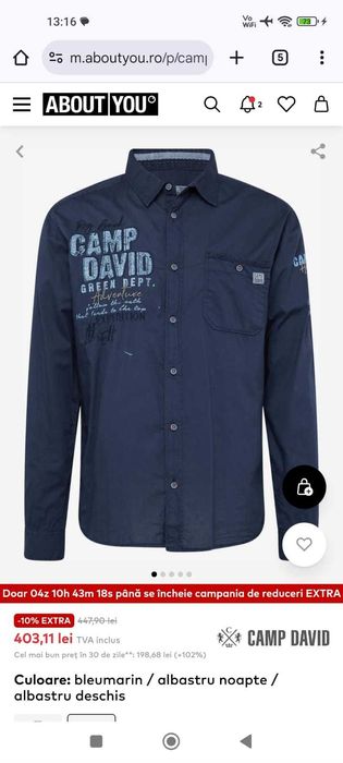 CAMP DAVID, camasa barbati, marime M