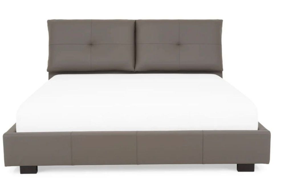 Mobexpert Grant pat tapitat piele gri cu somiera inclusa 180x200cm