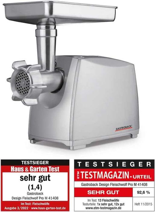 Нова Електрическа Месомелачка Gastroback, Mincer Pro M, 2000 W, 2 години Гаранция