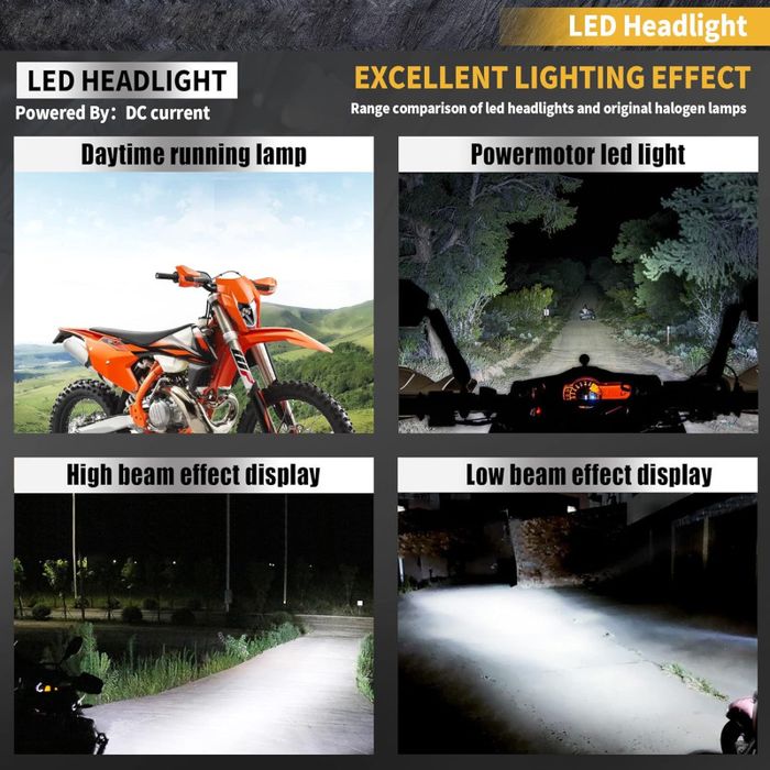 Маска с LED Фар за мотор, мотоциклет, Мото фар, Бяла с къси и дълги светлини