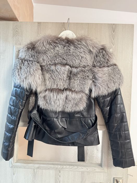 Geaca piele cu blana naturala de vulpe