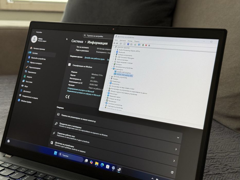 Лаптоп 14’ FHD+IPS i7-1260p Lenovo Thinkpad P14s g3 Nvidia T550 16GB DDR4 1TB SSD