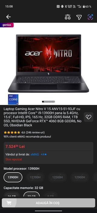 Vând laptop de gaming