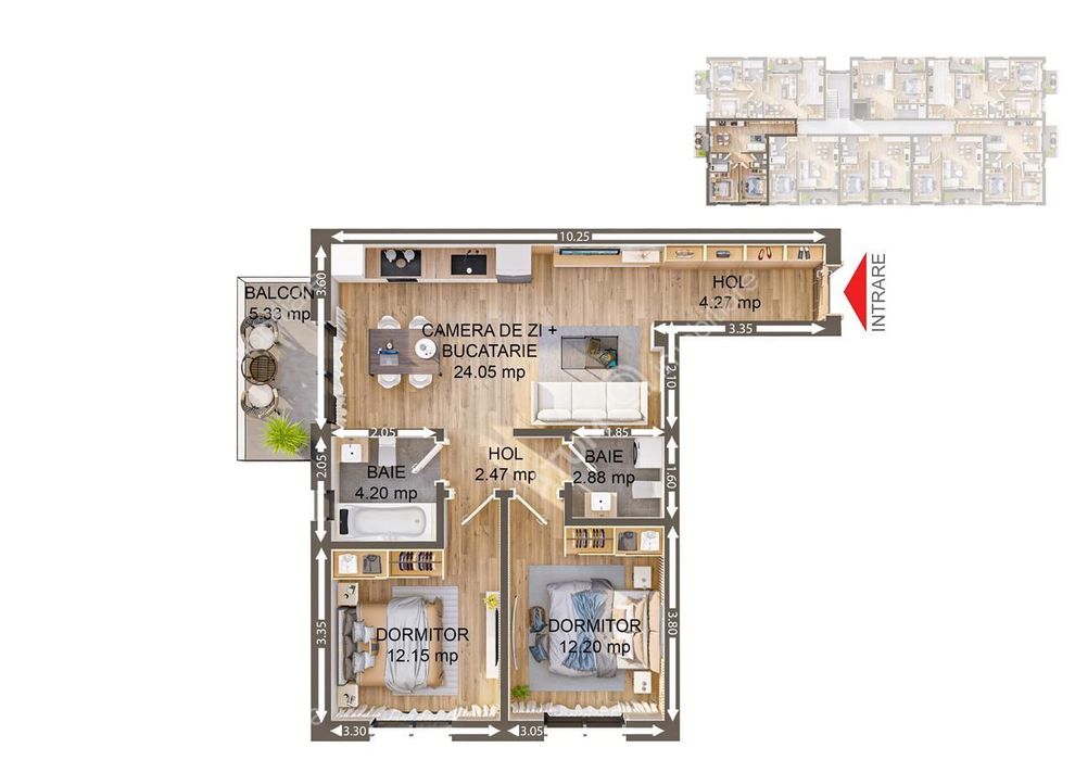 Apartament la cheie cu 3 camere si balcon zona Pictor Brana\/Selimbar