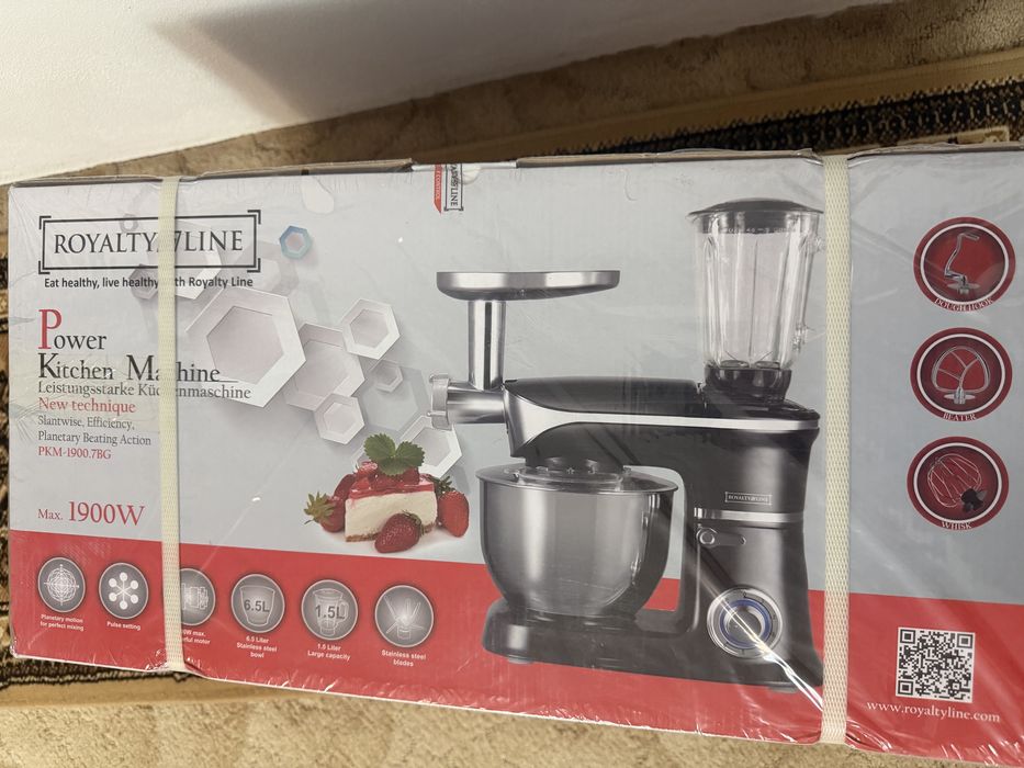 Robot de bucătărie Royalty Line 1900W, 6.5L, 3 în 1 – NOU