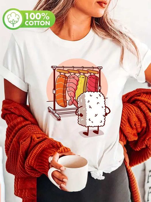 Дамска тениска с принт - Суши (нова)