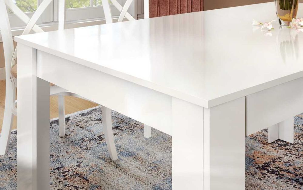 Голяма трапезна маса(разтегателна) бял гланц почти нова!!! Промоция!