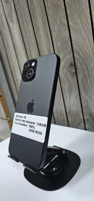 iPhone 15 128GB Negru Factura + Garantie - Husa + folie cadou