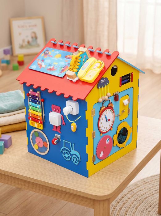 Bizidомик 40+ o'yinchoq 1 uychada| Montessori| 51×51×67 sm | 1 yoshdan