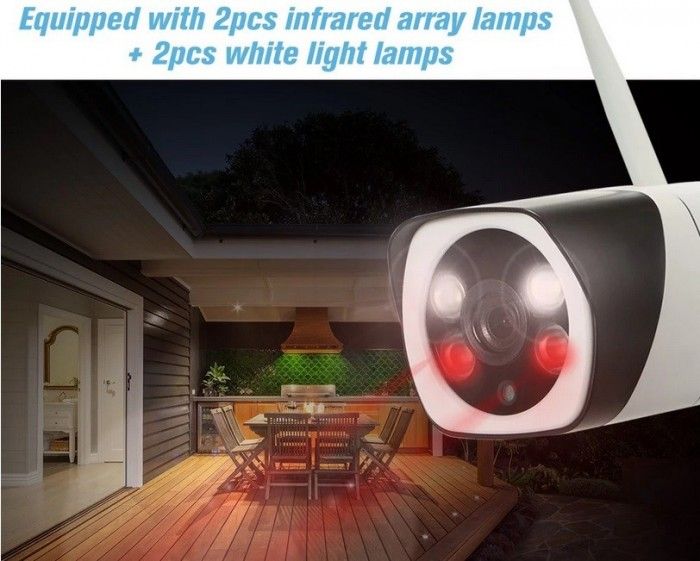 Camera de supraveghere wireless de exterior cu card, 2MP, 1080P, 2 ant