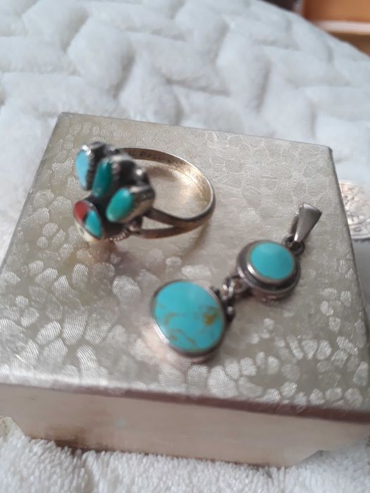 Pandativ argint si inel Navajo turcoaz