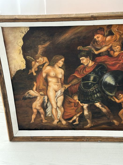 Vind tablou pictura scena medievala ulei pe pinza 1,6x1,00