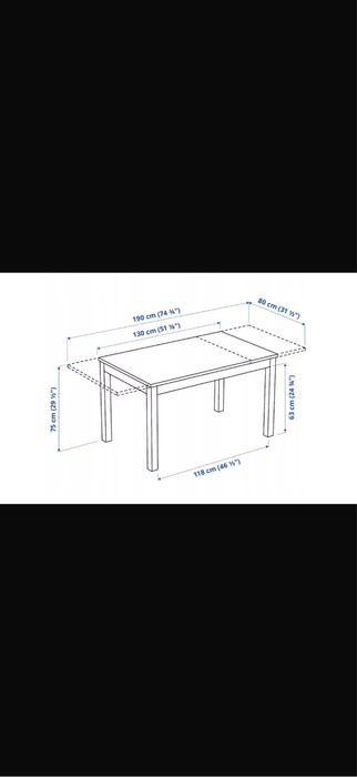 Masă extensibilă IKEA LANEBERG albă 130/190x80 cm