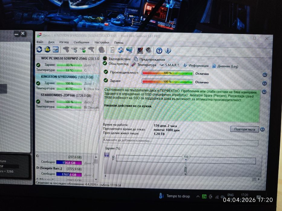 SSD 2TB Kingston Fury Renegade M.2 SFYRD/2000G