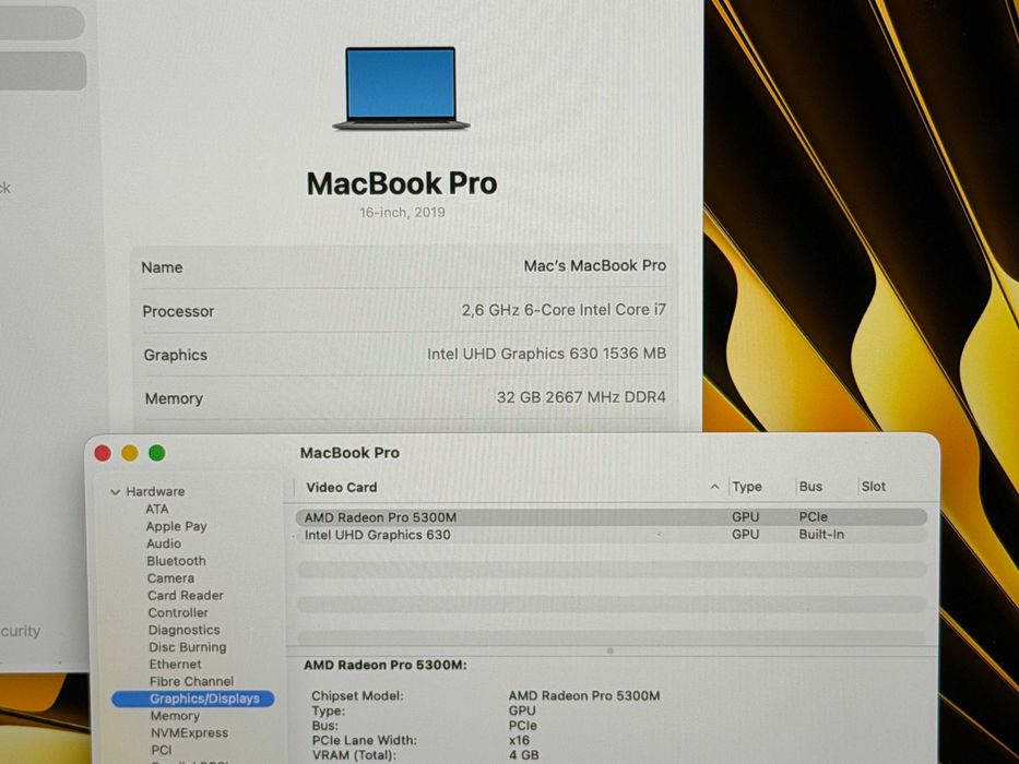 MacBook Pro 16 2019`Core i7-9750H/32GB RAM/512GB SSD/AMD Pro 5300M/Като Нов/Батерия 9 часа — миниатюра 7