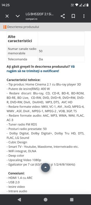 Vând sistem audio LG