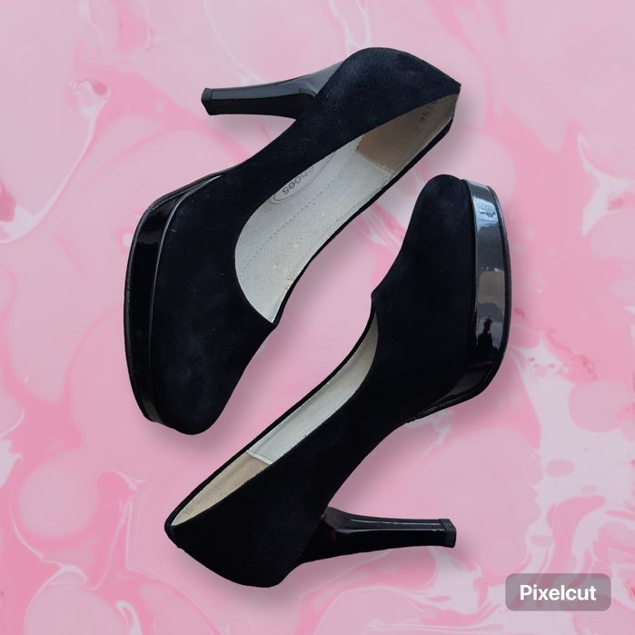 Pantofi de ocazie cu toc piele intoarsa marime 35