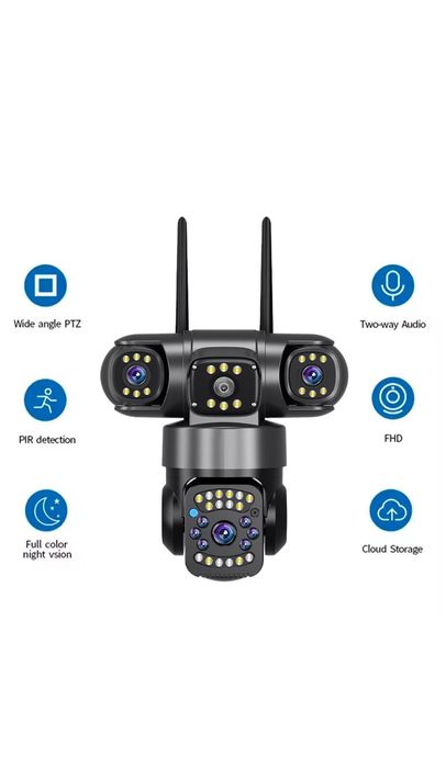 SC28-G 3 ko‘zli 4G/WiFi smart camera 360° sim kartali kamera FULL HD