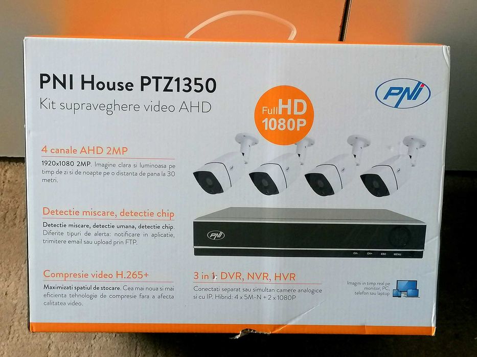 Kit supraveghere video CCTV PNI House,NVR,4x1080p,nou,sigilat,garantie