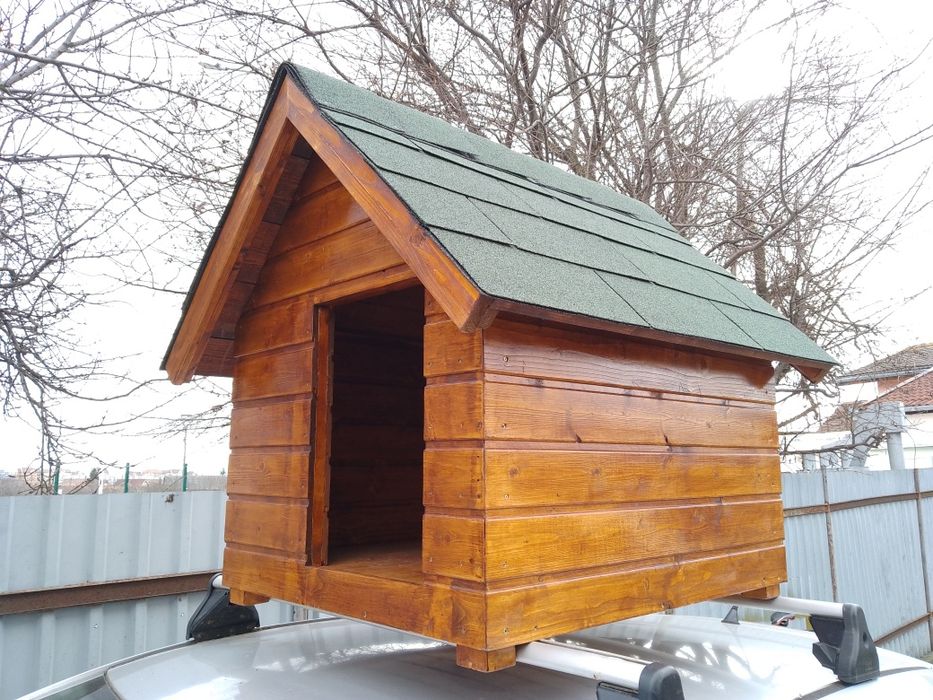 Cușca câine din lemn izolată