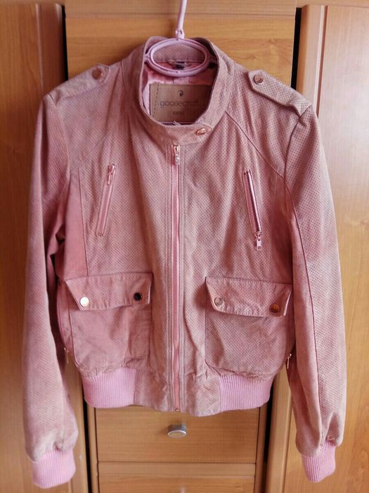 Розово кожено яке Goosecraft (велур)