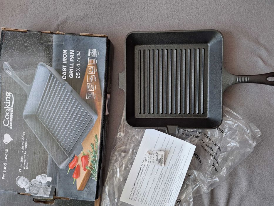 Tigaie grill fonta pura inductie dimensiune 25 x 4.7 cm tigaie gratar fonta