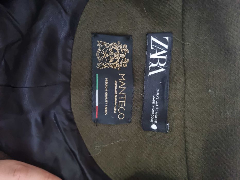Елегантно вълнено палто Zara Manteco (Военен стил / Милитари) – Като ново!
