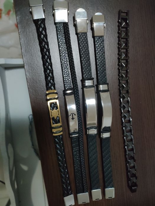 Brățară piele naturala + inox Stanley steel, lănțișoare inox ,etc