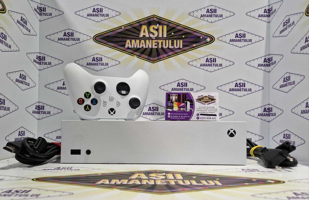 Asii Amanetului -  Xbox Series S fabricatie 2024, 512GB cu o maneta originala, cablu de alimentare si cablu HDMI