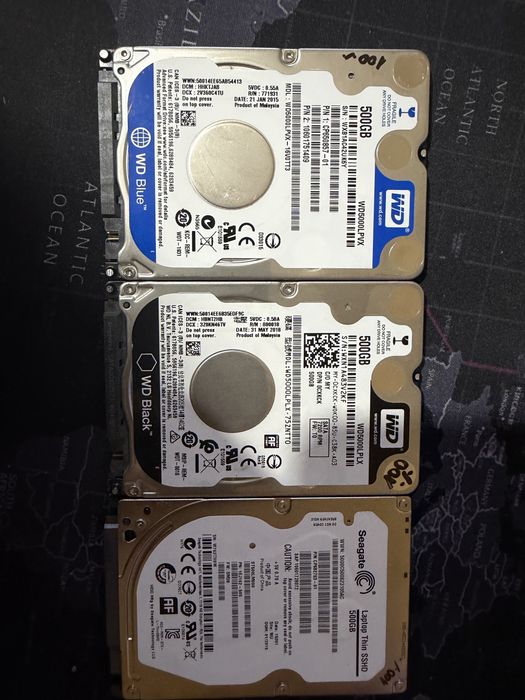 Lot 3 bucati hard disk laptop de 500gb, stare perfecta