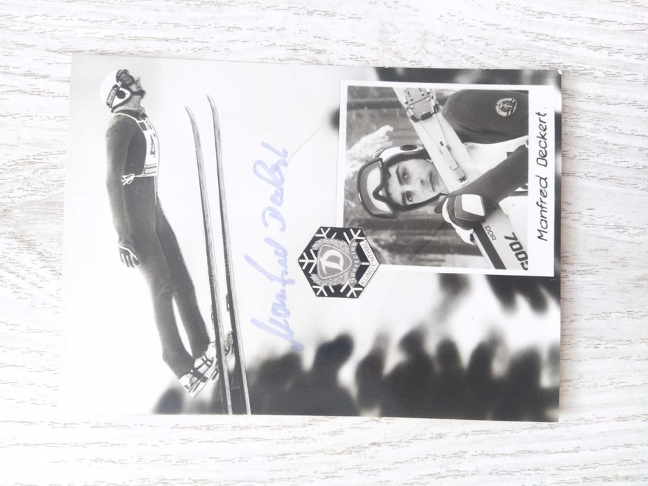 Картичка с автограф от германския олимпиец- ски скокове Манфред Декерт