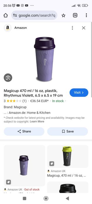 Cana pahar cu capac magnetic 470 ml magicup