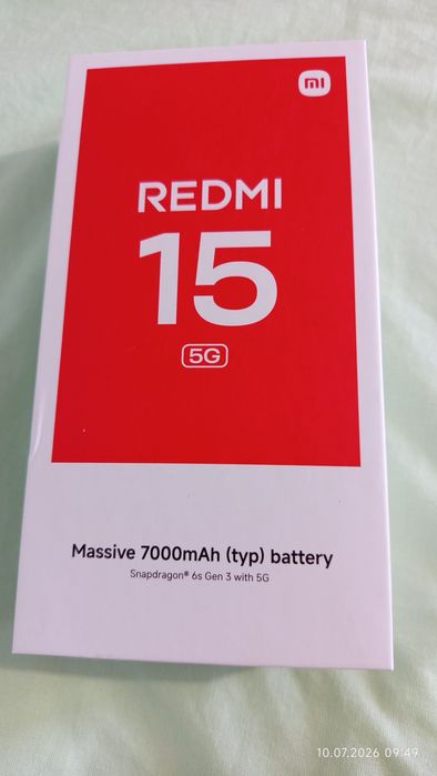 Redmi 15. 8/256. Чисто нов неразпечатан все още. Подаръци. Гаранция.