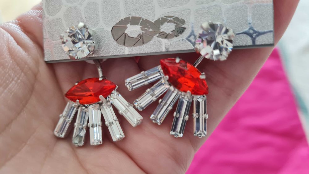 Червени/черни обеци с камъни Сваровски - два модела