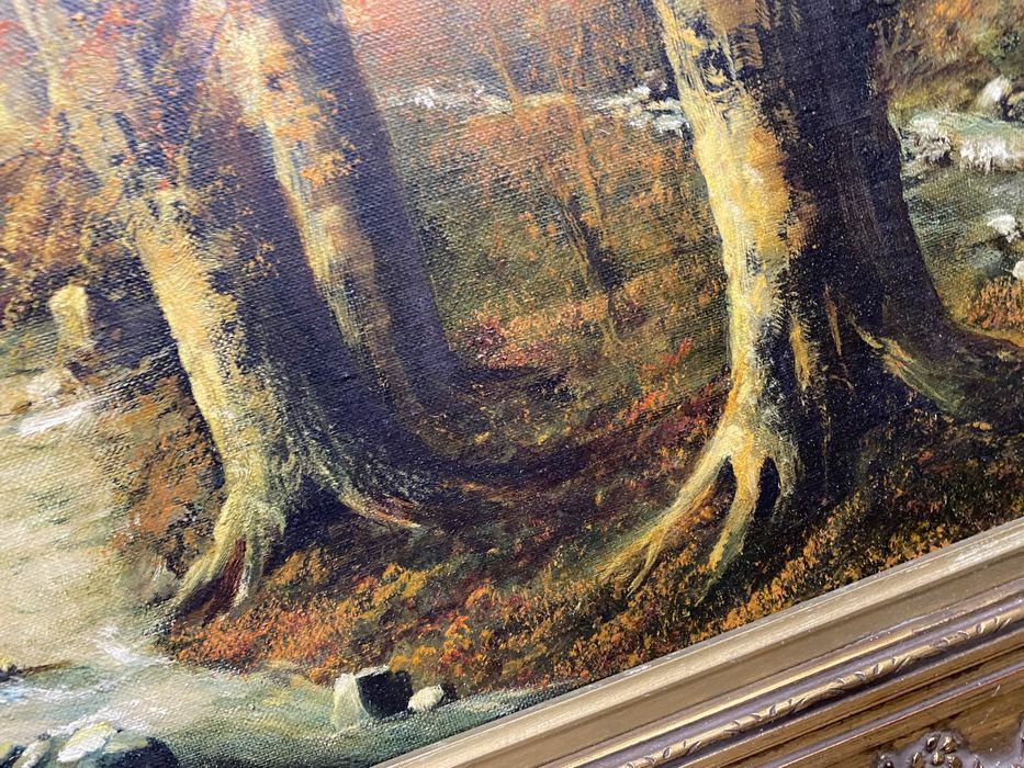 Маслена картина R Bernat Zik есенен горски пейзаж 1950 те