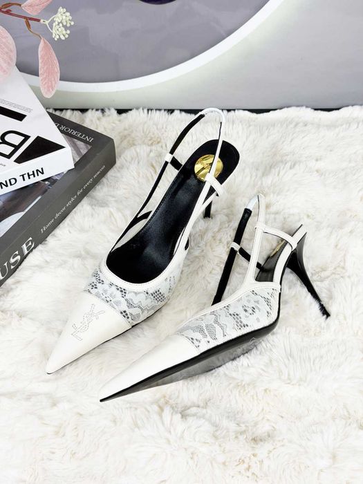 YSL Femei Alb tocuri înalte, sandali