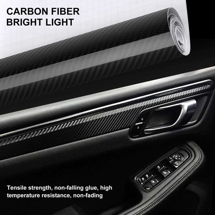 Kit Rola Folie Auto Autocolant Colant Carbon 7D 300x30cm + Accesorii
