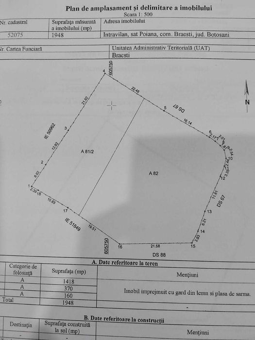 Vand  2 terenuri intravilane-loc de casa loc. Poiana Braesti Botosani